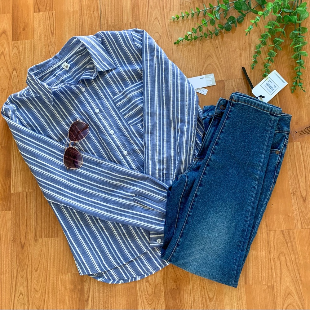 BP. Long Sleeve Button-Down Striped Shirt